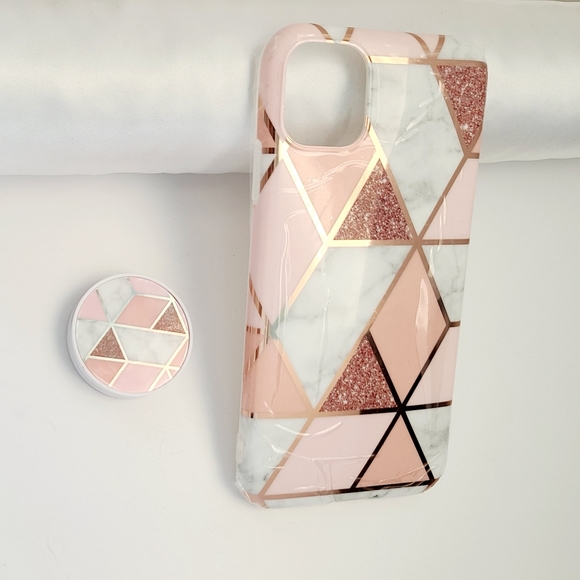 Electroplated marmol Iphone case. Pink, New - Picture 3 of 8